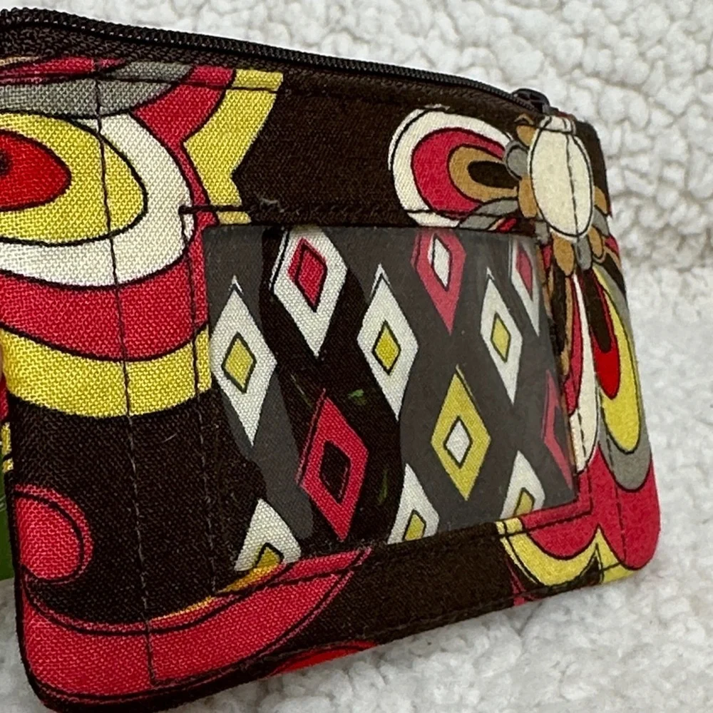 Vera Bradley Puccini Zip ID Case Brown Red Yellow White Retired Designer NWT